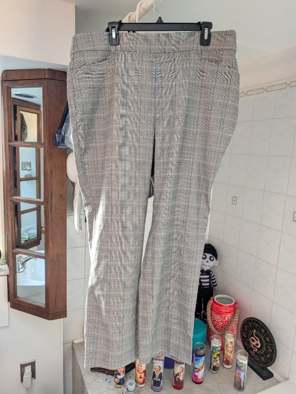 Rafaella Plus Size 18W Glen Plaid Stretch Pants Black Gray Tan NWT